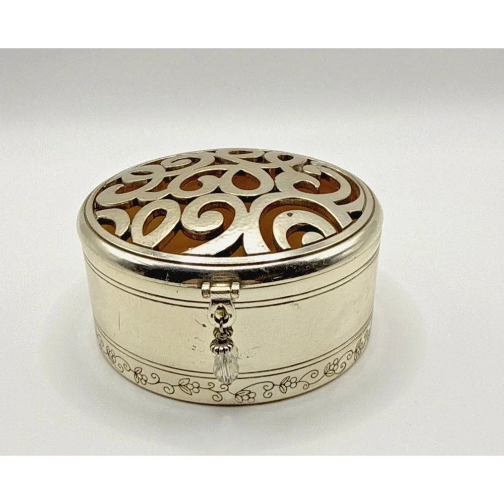 BRIGHTON Skribbel Box Silver Toned Trinket Jar Round 3